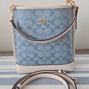 COACH CH230 - MOLLIE BUCKET BAG IN SIGNATURE CHAMBRAY SILVER/CORNFLOWER MULTI